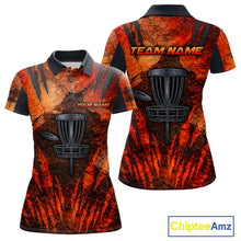 Load image into Gallery viewer, Orange Claws Womens Disc Golf Polo Shirt Custom Grey Disc Golf Basket Jerseys Team Ladies Disc Golf NYN3113