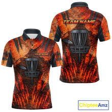 Load image into Gallery viewer, Orange Claws Mens Disc Golf Polo Shirt Custom Grey Disc Golf Basket Jerseys Team Mens Disc Golf NYN3113