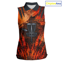 Load image into Gallery viewer, Orange Claws Womens Disc Golf Sleeveless Polo Shirt Custom Grey Disc Golf Basket Jerseys Ladies Disc Golf NYN3113