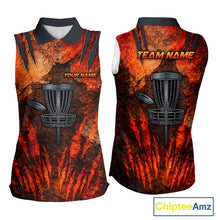 Load image into Gallery viewer, Orange Claws Womens Disc Golf Sleeveless Polo Shirt Custom Grey Disc Golf Basket Jerseys Ladies Disc Golf NYN3113