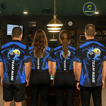 Load image into Gallery viewer, Men women billiard team wearing Custom 8 Ball &amp; 9 Ball thunder pool jerseys, personalized billiard league uniforms, tournament team apparel