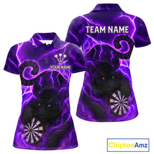 Load image into Gallery viewer, Custom Smoke Tiger Lightning Purple Dartboard Dart Women Polo Jerseys Funny Dart Shirts NYN1734