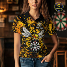 Load image into Gallery viewer, Yellow Black Grunge Bee Darts Shirt Custom Name Darts Shirts For Women Funny Darts Team Jerseys NYN2898
