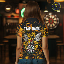 Load image into Gallery viewer, Yellow Black Grunge Bee Darts Shirt Custom Name Darts Shirts For Women Funny Darts Team Jerseys NYN2898