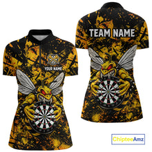 Load image into Gallery viewer, Yellow Black Grunge Bee Darts Shirt Custom Name Darts Shirts For Women Funny Darts Team Jerseys NYN2898