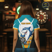 Load image into Gallery viewer, Custom Funny Shark And Cheer Beers Darts Polo &amp; 1/4-Zip For Women Colorful Outfit Dart Team Attire NYN2904
