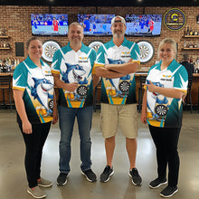Load image into Gallery viewer, Custom Funny Shark And Cheer Beers Darts Polo &amp; 1/4-Zip For Men Colorful Outfit Dart Team Attire NYN2904