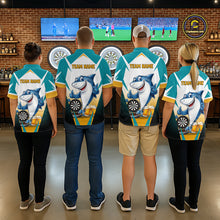 Load image into Gallery viewer, Custom Funny Shark And Cheer Beers Darts Polo &amp; 1/4-Zip For Men Colorful Outfit Dart Team Attire NYN2904