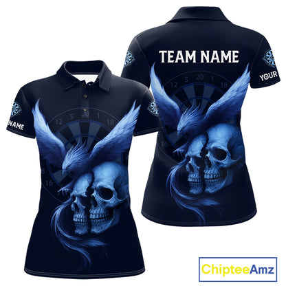 Darts Shirt For Women Personalized Eagle Skull Dartboard Dart Team Jerseys | Blue NYN1153