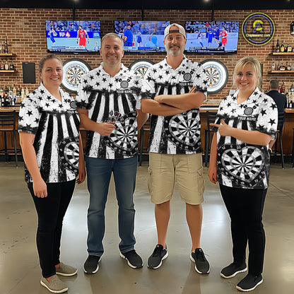Black White Heart Broken Dartboard Men Darts Valentine Shirt Custom Dart Polo Couple Gifts NYN2543