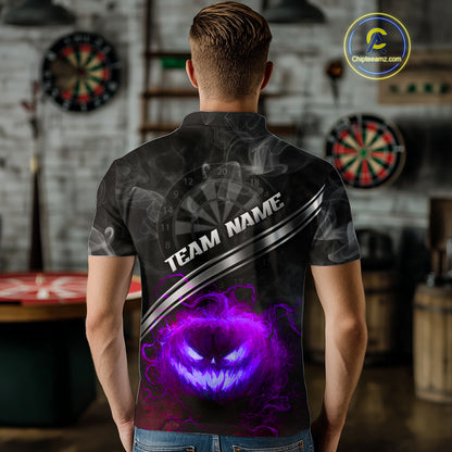 Halloween Men Darts Shirt Personalized Purple Pumpkin Dartboard, Halloween Dart Jerseys NYN1166