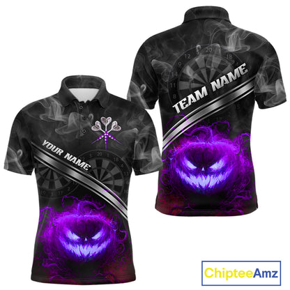 Halloween Men Darts Shirt Personalized Purple Pumpkin Dartboard, Halloween Dart Jerseys NYN1166
