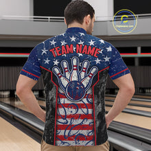 Load image into Gallery viewer, Grunge American Flag Bowling Polo &amp; 1/4 Zip Shirts For Men Custom Patriotic Team Bowling Jerseys NYN3128