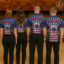 Load image into Gallery viewer, Grunge American Flag Bowling Polo &amp; 1/4 Zip Shirts For Men Custom Patriotic Team Bowling Jerseys NYN3128