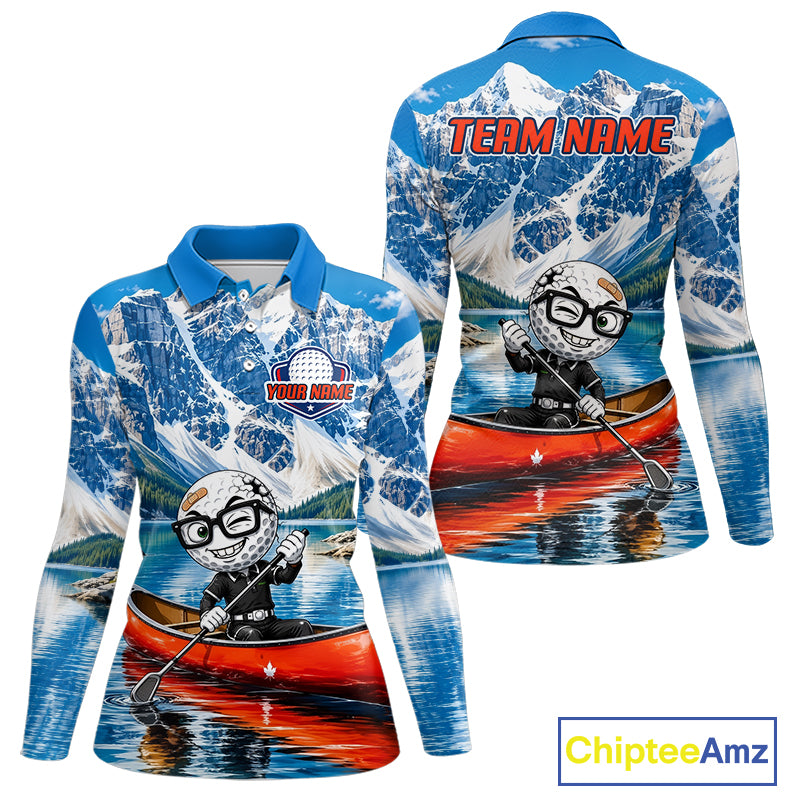 Long-sleeve shirt with kayak design and 'Team Name' text on a white background