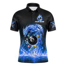 Load image into Gallery viewer, Fire Flame Dragon Pool 8 Ball Men's Billiard Shirt Custom Billiard Team League Attire|Blue NYN2557