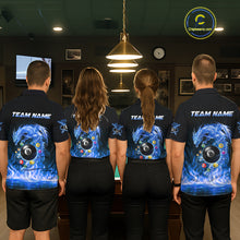 Load image into Gallery viewer, Fire Flame Dragon Pool 8 Ball Women's Billiard Shirt Custom Billiard Team League Attire|Blue NYN2557