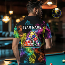 Load image into Gallery viewer, Personalized Colorful Smoke 8 Ball Pool Billiard Shirt For Men Custom Billiard Rack Team Jersey NYN3142