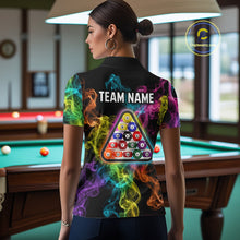 Load image into Gallery viewer, Personalized Colorful Smoke 8 Ball Pool Billiard Shirt For Women Custom Billiard Rack Team Jersey NYN3142