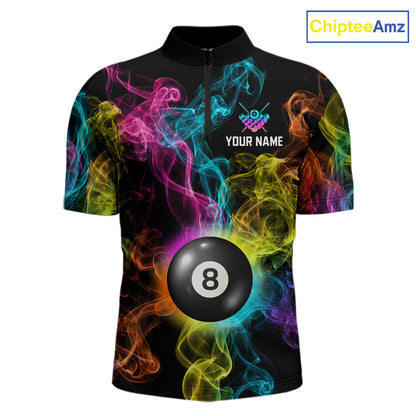 Personalized Colorful Smoke 8 Ball Pool Billiard Shirt For Men Custom Billiard Rack Team Jersey NYN3142