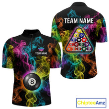 Load image into Gallery viewer, Personalized Colorful Smoke 8 Ball Pool Billiard Shirt For Men Custom Billiard Rack Team Jersey NYN3142