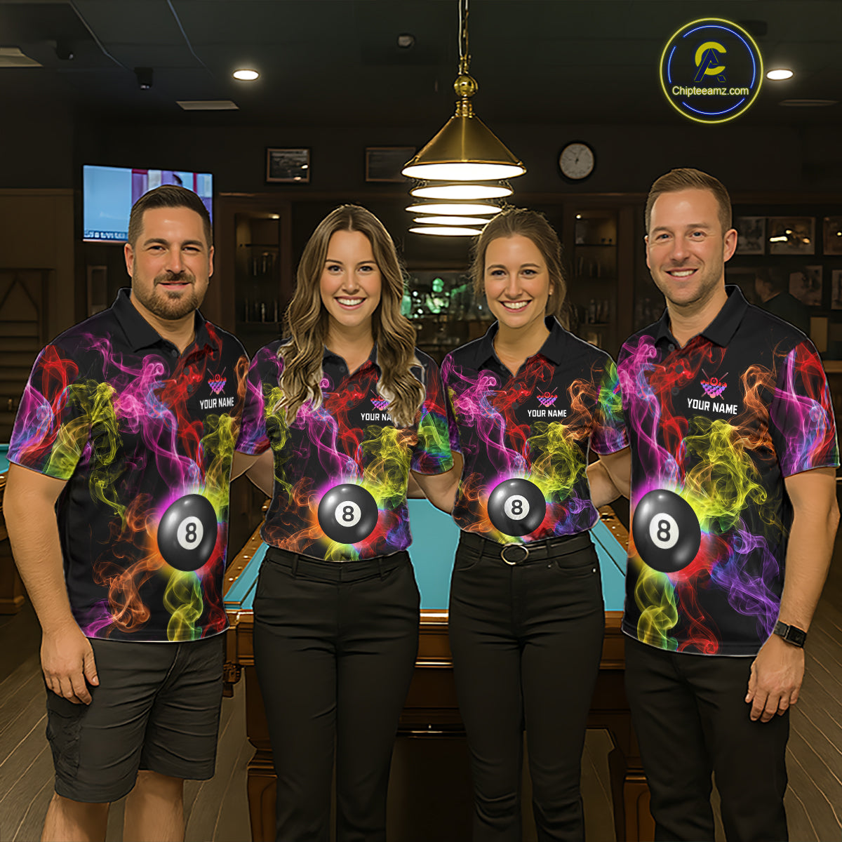 Personalized Colorful Smoke 8 Ball Pool Billiard Shirt For Men Custom Billiard Rack Team Jersey NYN3142
