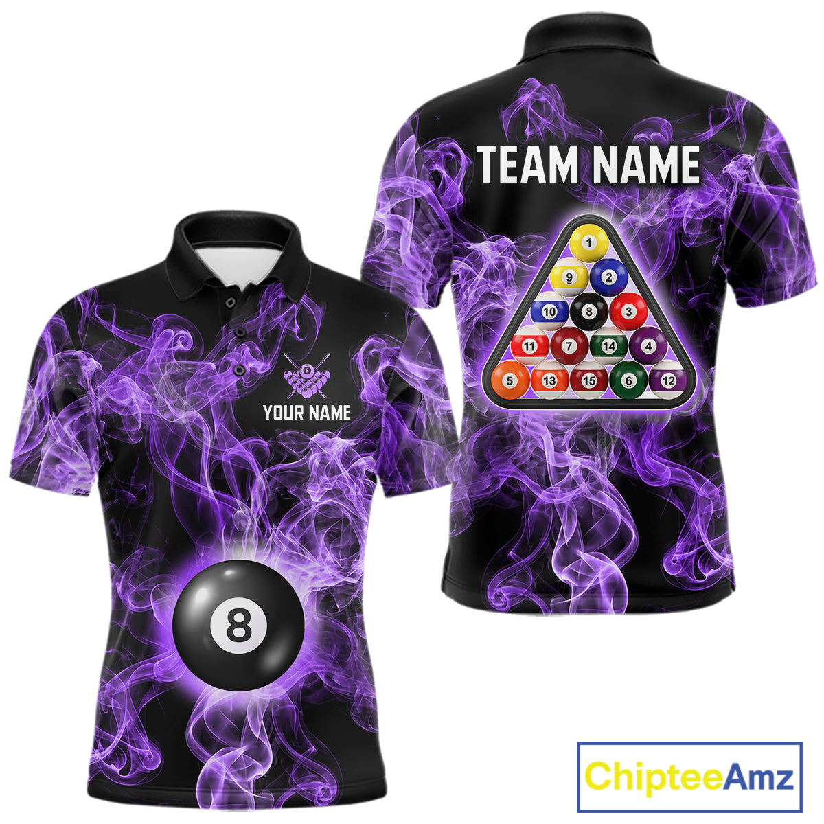 Personalized Purple Smokes 8 Ball Pool Billiard Shirt For Men Custom Billiard Rack Team Jersey NYN3143