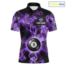Load image into Gallery viewer, Personalized Purple Smokes 8 Ball Pool Billiard Shirt For Men Custom Billiard Rack Team Jersey NYN3143