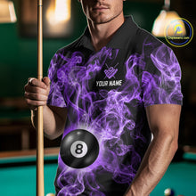Load image into Gallery viewer, Personalized Purple Smokes 8 Ball Pool Billiard Shirt For Men Custom Billiard Rack Team Jersey NYN3143