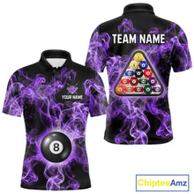 Load image into Gallery viewer, Personalized Purple Smokes 8 Ball Pool Billiard Shirt For Men Custom Billiard Rack Team Jersey NYN3143