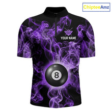Load image into Gallery viewer, Personalized Purple Smokes 8 Ball Pool Billiard Shirt For Men Custom Billiard Rack Team Jersey NYN3143