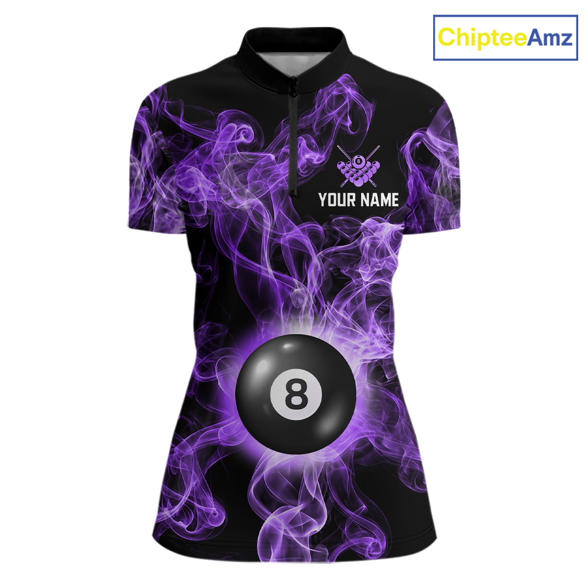 Personalized Purple Smokes 8 Ball Pool Billiard Shirt For Women Custom Billiard Rack Team Jersey NYN3143