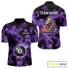 Load image into Gallery viewer, Personalized Purple Smokes 8 Ball Pool Billiard Shirt For Men Custom Billiard Rack Team Jersey NYN3143