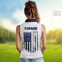 Load image into Gallery viewer, Patriotic Womens Golf Polo Shirts Custom American Flag Golf Apparel America 250Th Golf Shirt | Blue NYN3326