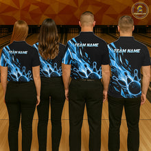 Load image into Gallery viewer, Men women bowling team wearing Fire Flame Bowling Ball And Pins bowling jerseys matching tournament uniforms