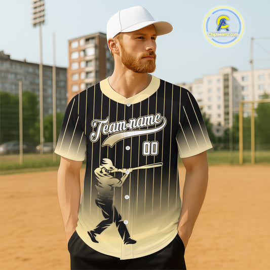 Yellow And Black Classic Baseball Jersey Custom Pinstripe Baseball Jersey For Men NYN0815