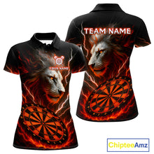 Load image into Gallery viewer, Red Custom Women Darts Shirt With Lion Personalized Lightning Dartboard Dart Jerseys NYN1219