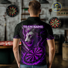 Load image into Gallery viewer, Purple Custom Men Darts Shirt With Lion Personalized Lightning Dartboard Dart Jerseys NYN1220