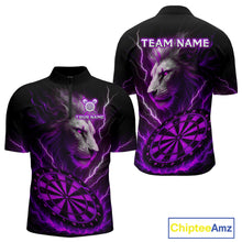 Load image into Gallery viewer, Purple Custom Men Darts Shirt With Lion Personalized Lightning Dartboard Dart Jerseys NYN1220