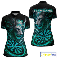 Load image into Gallery viewer, Turquoise Custom Women Darts Shirt With Lion Personalized Lightning Dartboard Dart Jerseys NYN1221
