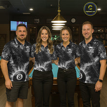 Load image into Gallery viewer, Black White Grunge Pool 8 Ball Billiard Shirt For Women Personalized Ball Billiard Attire Gifts NYN2569