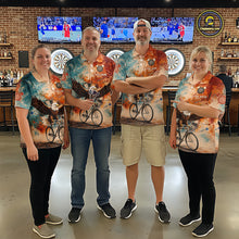 Load image into Gallery viewer, Blue &amp; Orange Watercolor Funny Eagle Dartboard Men Dart Quarter-Zip Shirts Custom Dart Team Jerseys NYN2728