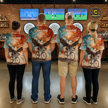 Load image into Gallery viewer, Blue &amp; Orange Watercolor Funny Eagle Dartboard Men Dart Quarter-Zip Shirts Custom Dart Team Jerseys NYN2728