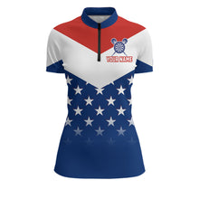 Load image into Gallery viewer, Blue And Red Dartboard Patriotic Dart Quarter-Zip Shirts For Women Custom Dart Team Jerseys NYN2729