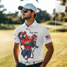 Load image into Gallery viewer, Custom Funny Cool Parrot White Golf Ball Mens Patriot Golf Polo Shirts Custom US Flag Golf Gifts NYN3150