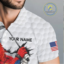 Load image into Gallery viewer, Custom Funny Cool Parrot White Golf Ball Mens Patriot Golf Polo Shirts Custom US Flag Golf Gifts NYN3150