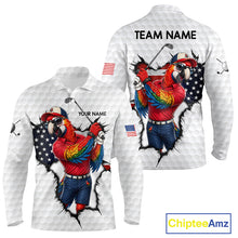 Load image into Gallery viewer, Custom Funny Cool Parrot White Golf Ball Mens Patriot Golf Polo Shirts Custom US Flag Golf Gifts NYN3150