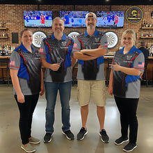 Load image into Gallery viewer, Custom Grunge American Flag Darts Polo &amp; 1/4-Zip For Women, Patriotic Dart Jerseys For Team NYN3342