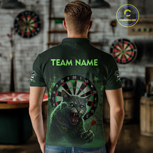 Load image into Gallery viewer, Funny Cat Green Dripping Dartboard Custom Men&#39;s Polo Darts Shirt Outfits Darts Jersey NYN1801