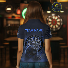Load image into Gallery viewer, Funny Cat Blue Dripping Dartboard Custom Women Polo Darts Shirt Outfits Darts Jersey NYN1803